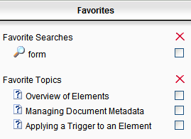 Favorite Help Searches and Favorite Help Topics