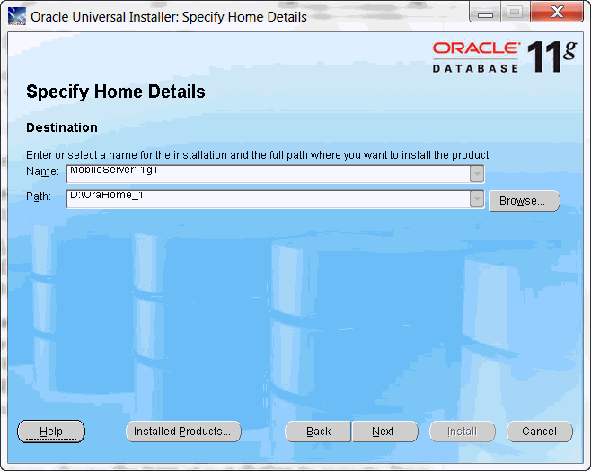 Specify Oracle Home details
