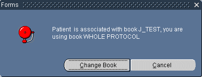 A graphic of the Change Book alert window