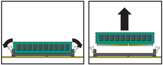 image:Graphic showing correct method for removing a DIMM.