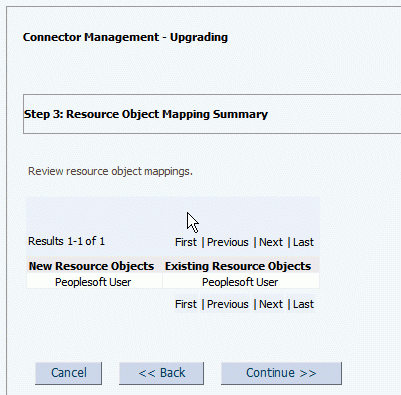 Resource Object Mapping Summary dialog