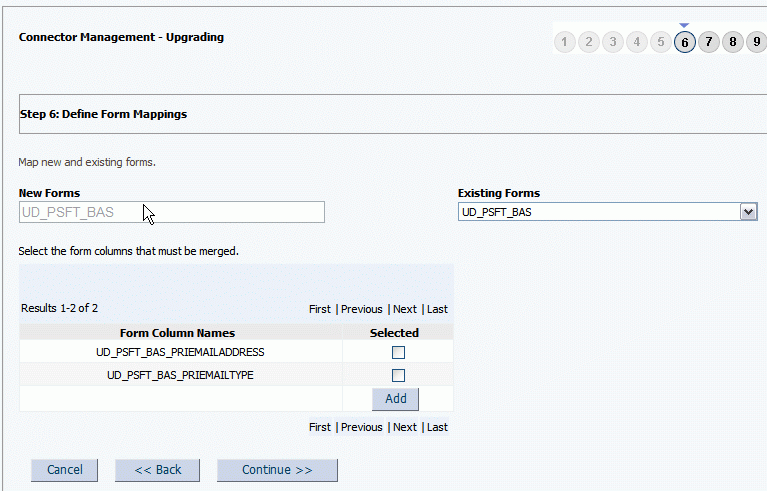 Define Form Mappings dialog
