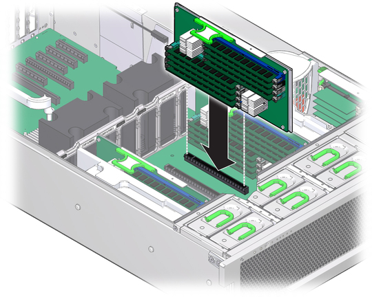 image:Illustration that shows the installation of a memory riser
