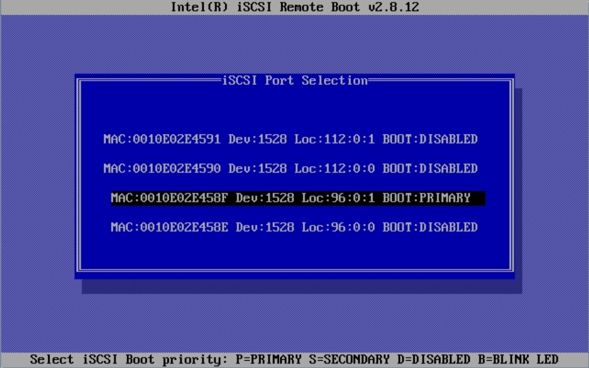 image:Picture of iSCSI Port Selection screen.