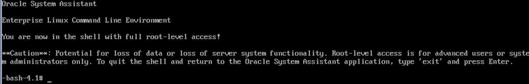 image:A screen shot showing the Oracle System Assistant Advanced                                 Tasks shell screen.