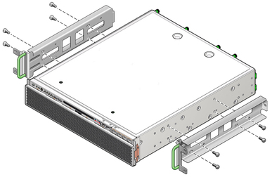 image:Figure showing how to secure the side rails to the server.