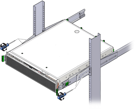 image:Figure showing how to tighten the front bracket screws.
