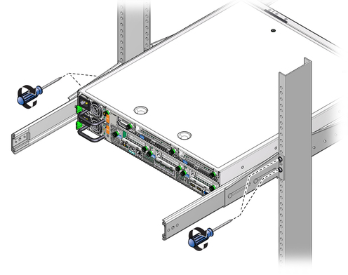 image:Figure showing how to tighten the rear bracket screws.