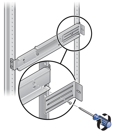 image:Figure showing how to install a rear flange to an adjustable rail.