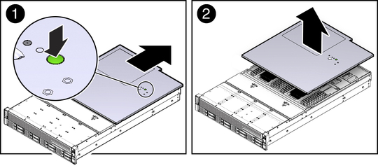 image:Figure showing the server top cover being removed.
