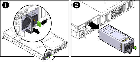 image:Figure showing a power supply being removed from the chassis.