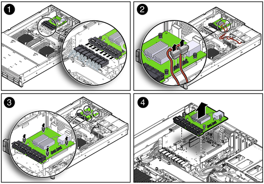 image:Figure showing the SAS expander module being removed from the server.