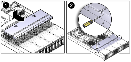 image:Figure showing the installation of the fan assembly door.