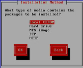 image:Oracle Linux 6 installation method screen.