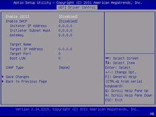 image:This figure shows iSCSI and DHCP disabled.