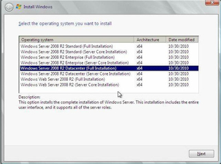 image:Operating system selection screen.