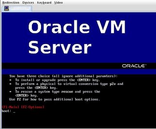 image:Figure showing the splash screen for the Oracle VM Server installation program.