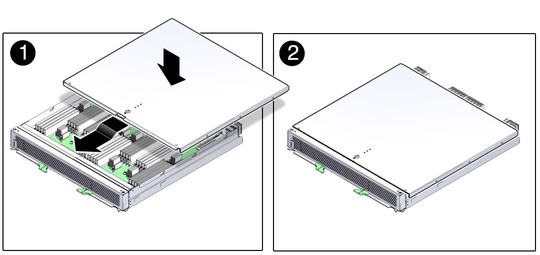 image:Graphic showing how to install the processor module cover.
