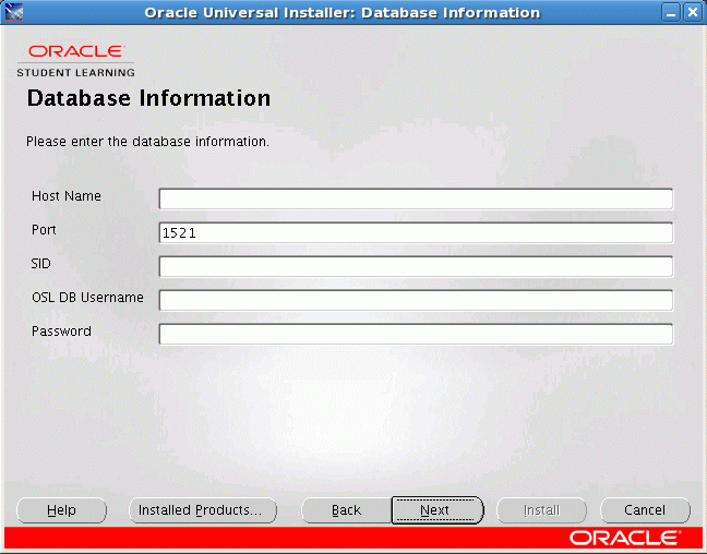 Database Information Screen