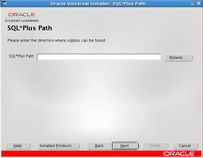 SQL *Plus Path Screen