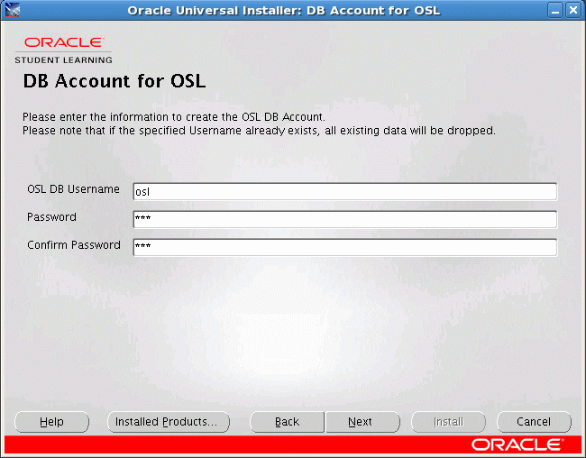 DB Account for OSL Screen