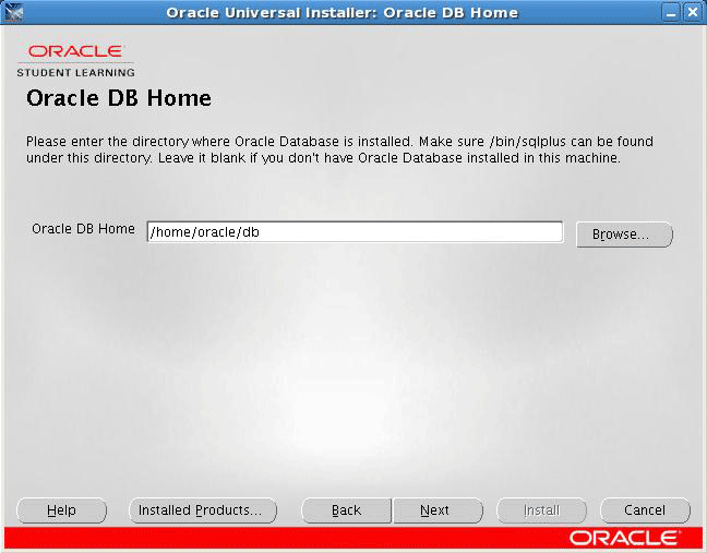 Oracle DB Home Screen