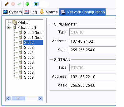 Shows the network configuration for slot 2