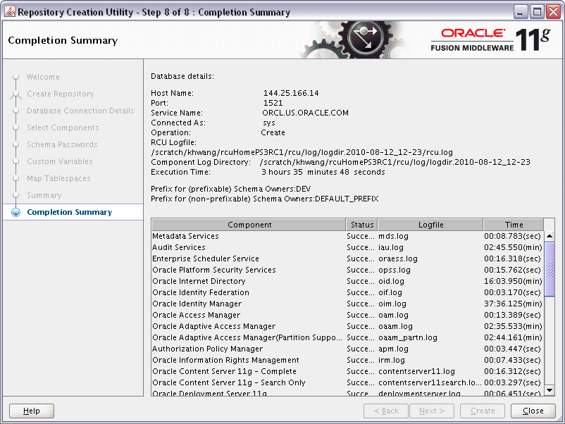 RCUリポジトリ作成の完了画面