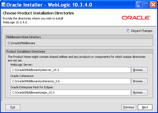 WebLogic Serverインストーラの「インストールの概要」