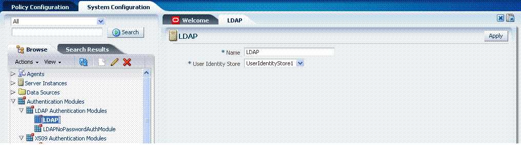 事前構成済LDAP認証モジュール