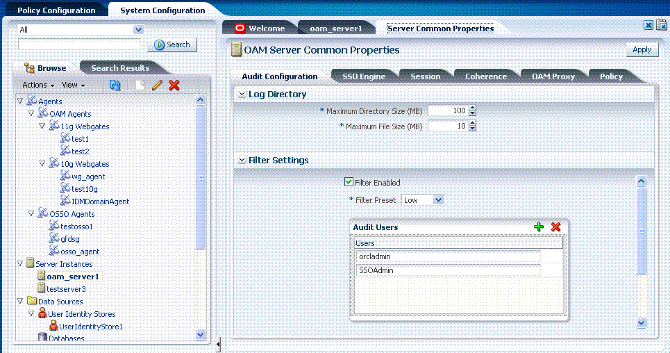 OAMサーバーの共通プロパティ