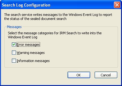 Search Log Configuration dialog