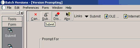 Batch Versions - Version Prompting window