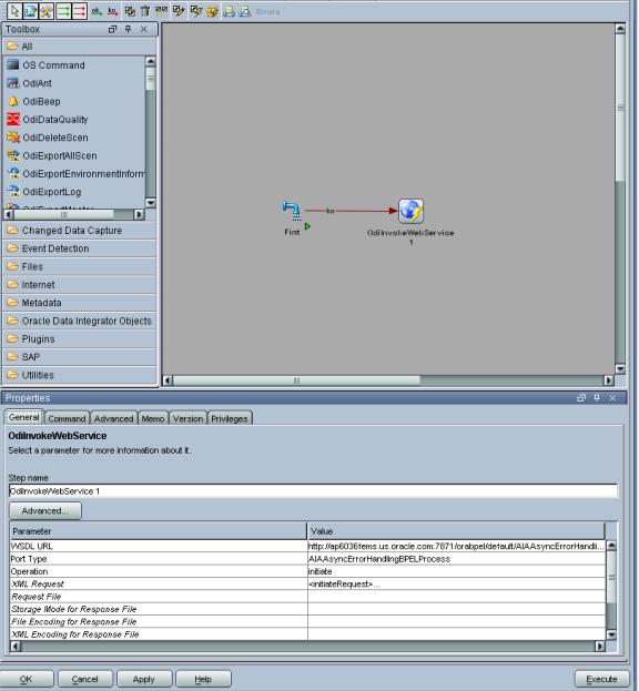 Sample Interface Invokes AIAAsyncErrorHandlingBPELProcess