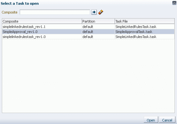 Selecting a Task to Open