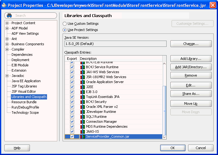 SDO Client Library Classpath Entry