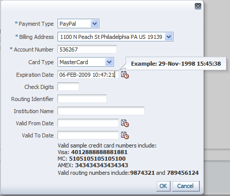 FOD payment details with date mask