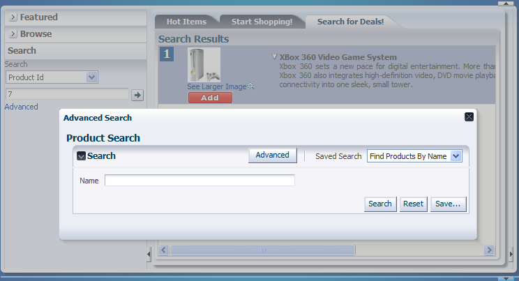 FOD advanced search dialog