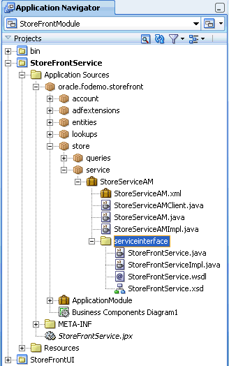 Application Navigator displays serviceinterface contents