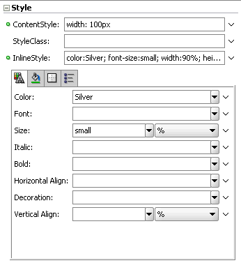 Defining styles for ContentInlineStyle and InlineStyle