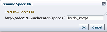 Rename Space URL dialog