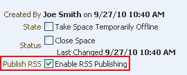 Enable RSS Publishing on General subtab