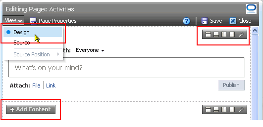 Design view of page edit mode