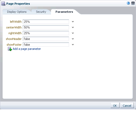 Default page parameters