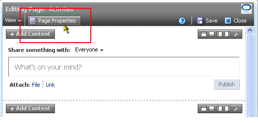 Page Properties button in page edit mode