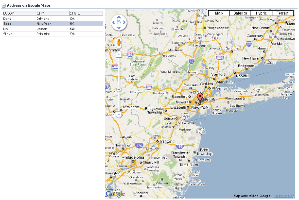 Mashup Displaying a Table and Google Map