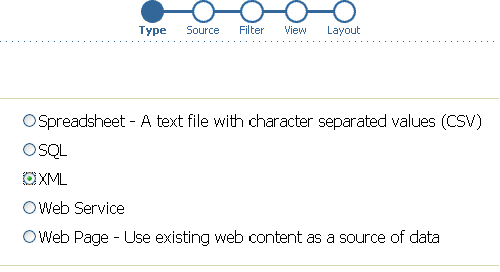 Type Page of the OmniPortlet Wizard