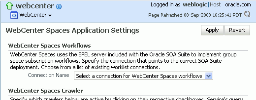 Choosing the SOA Instance for WebCenter Spaces Workflows