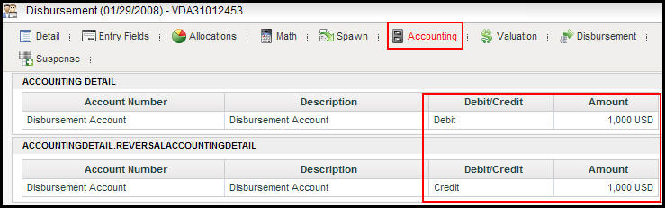 Disbursement accounting from Activity Details window