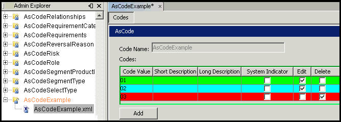 As Code file displaying different color scheme options.